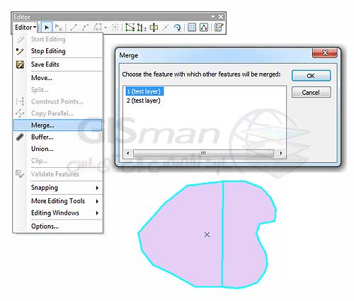 ادغام یا Merge کردن عوارض در بخش Editor